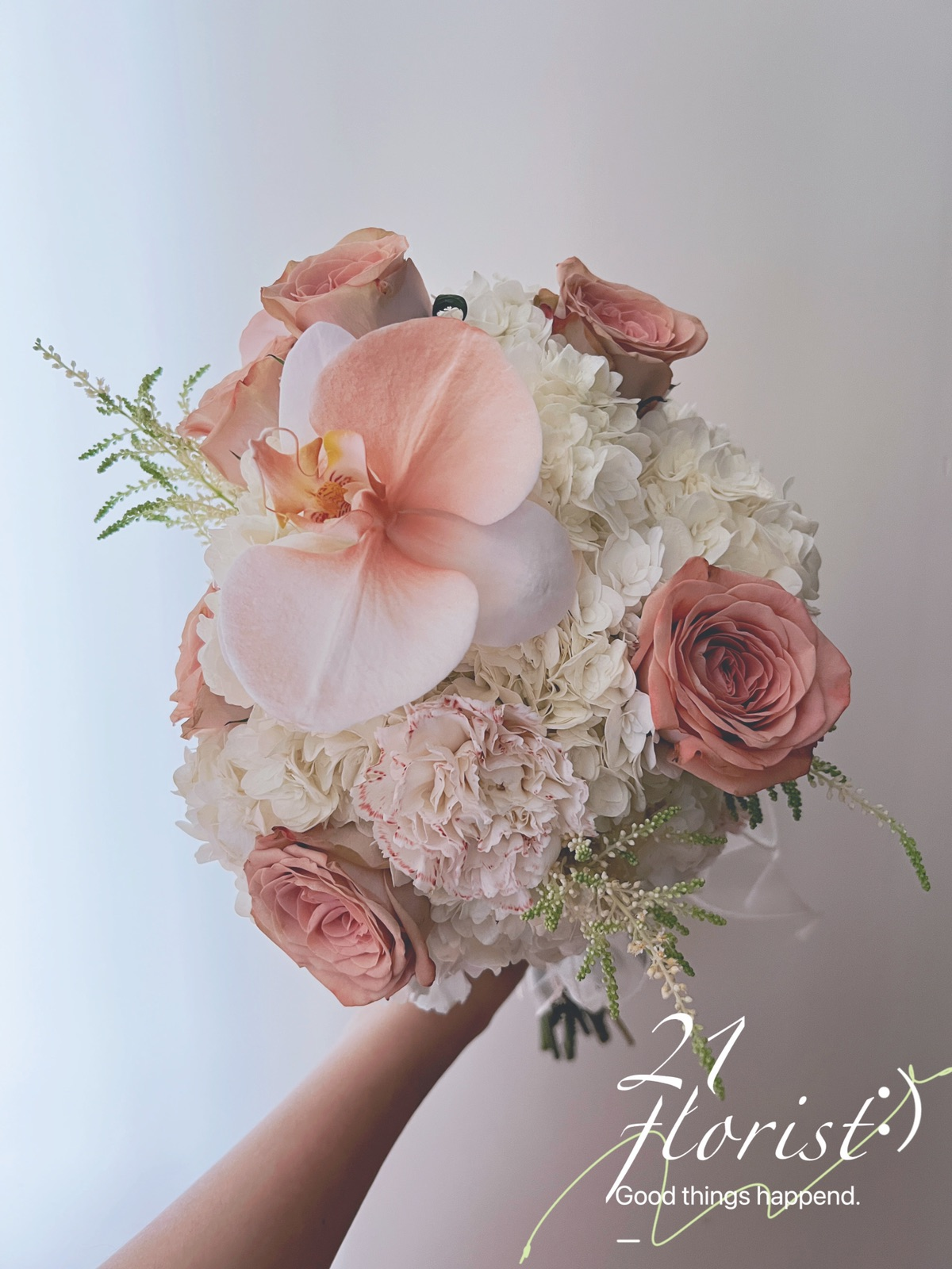 ช่อเจ้าสาวกุหลาบขาวคลาสสิก