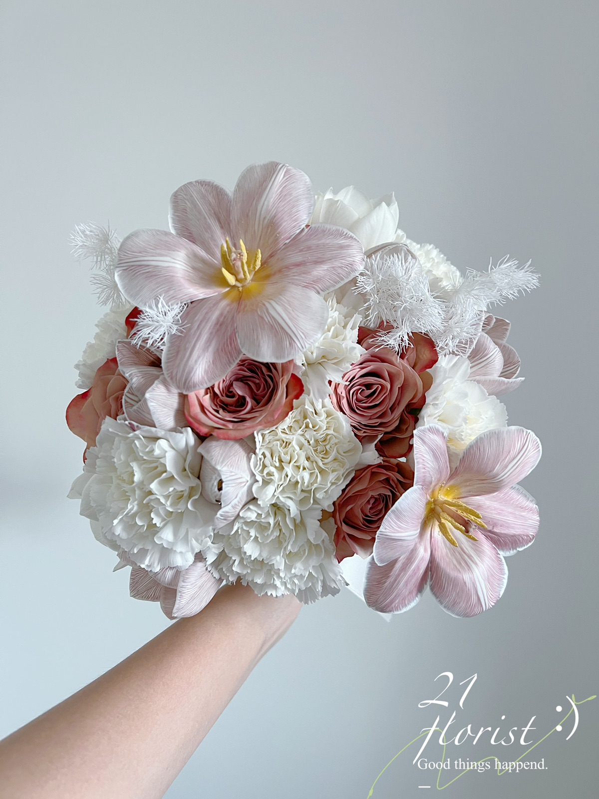 ช่อเจ้าสาวชมพูโรแมนติก